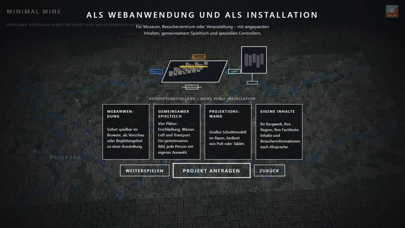 Minimal Mine 0.5: als Webanwendung und als Installation.