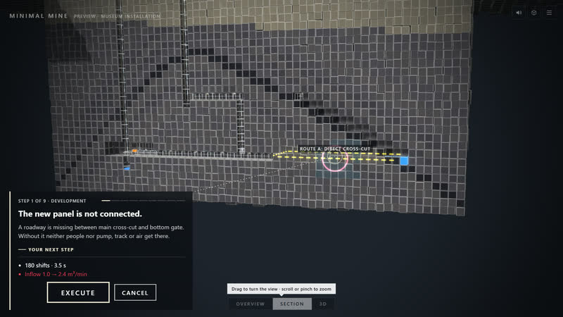 Minimal Mine – Drive the access roadway (galería de acceso)