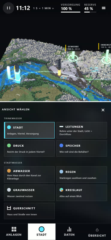 Minimal Water: auf dem Handy – Ansicht wählen.