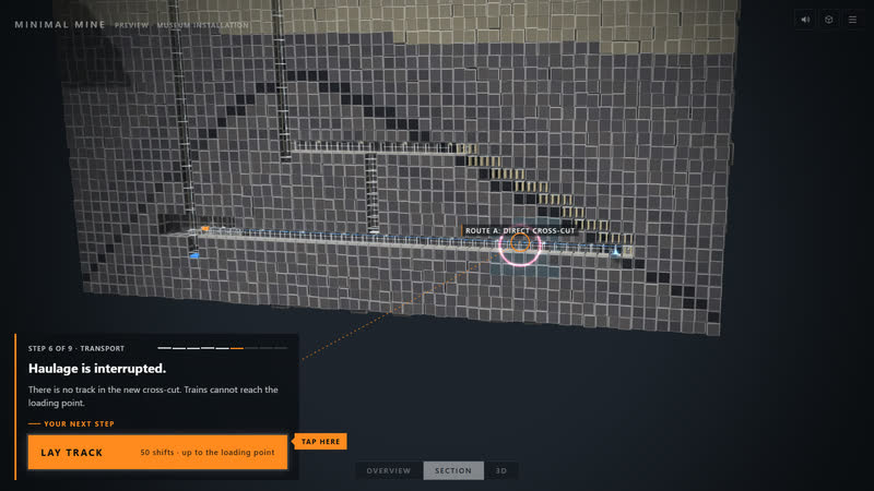 Minimal Mine – Connect transport (conectar el transporte)