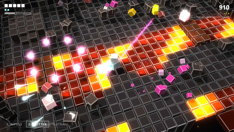 Minimal Dungeon: Glutfeld – Splitter und Strahl gegen eine Gruppe.