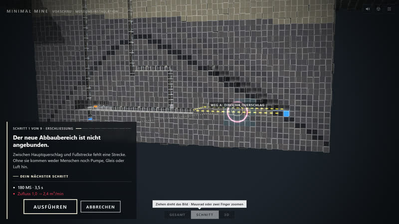 Minimal Mine – Erschließungsstrecke auffahren