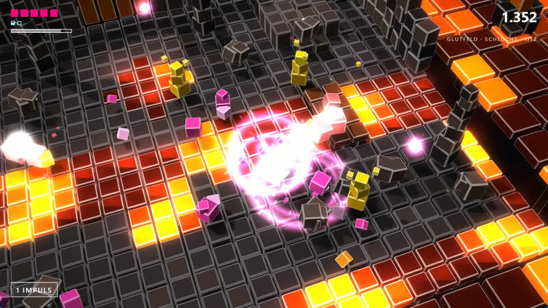 Minimal Dungeon: Glutfeld – Treffer zwischen glühenden Quadern.