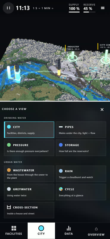 Minimal Water: auf dem Handy – Ansicht wählen (englische Oberfläche).